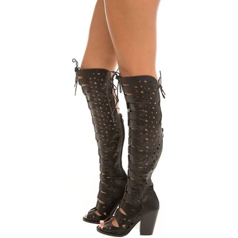 Shiekh Lace Up Black Boots